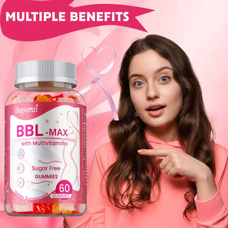 BBL Booty Gummies with Saw Palmetto & Wild Yam for Bath Time, Home Spa and Personal Care, with the Listed Configuration