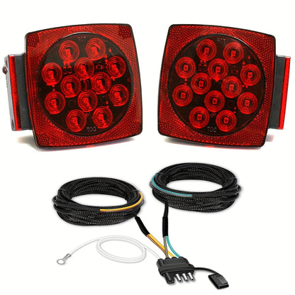 12V LED Trailer Tail Lights Kit – Stop, Turn Signal, Brake & License Plate Light for Trailers Under 80" – Boat, RV, Camper, Truck