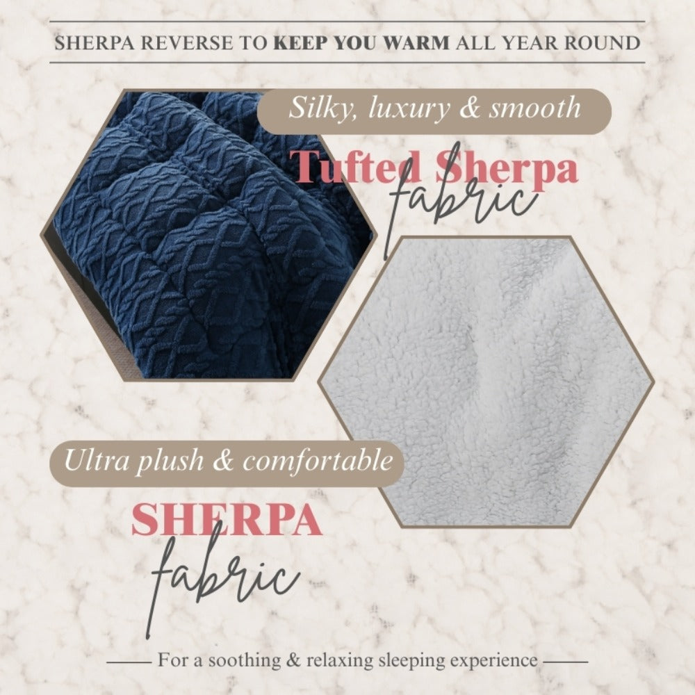 Double-Sided Plush Comforter with 400–450 GSM Pictured Weight, Four Colors and Twin XL to King Sizes