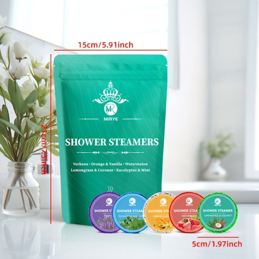 Twenty Assorted Shower Steamer Tablets with Six Fragrance Labels in a Teal Resealable Gift Bag