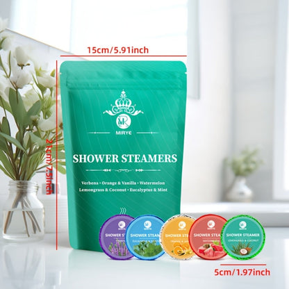 Twenty Assorted Shower Steamer Tablets with Six Fragrance Labels in a Teal Resealable Gift Bag
