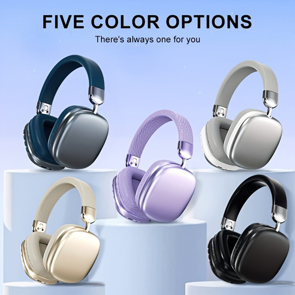 Foldable Over-Ear Wireless Headphones with Cushioned Earcups, Padded Headband and Black or Purple Finish