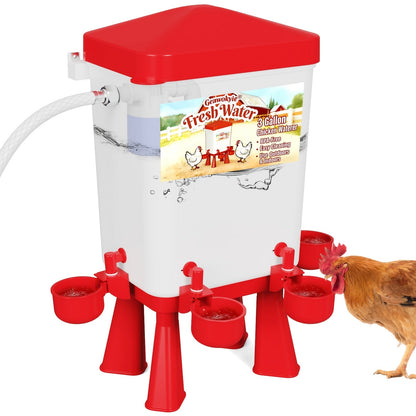 Chicken Waterer, Float Valve Hose Connect Continuous Auto Chick Duck for Garden, Patio and Yard Use