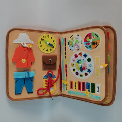 Busy Board for Toddlers 1 2 3 Years Old Montessori Sensory Activity Travel Toy with Zippers Buckles Buttons Laces