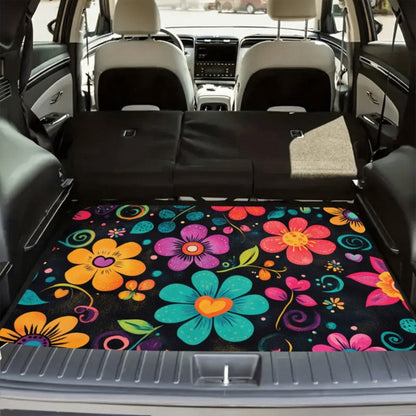 Car Trunk Mat Anti-Slip Rubber – Colorful Petal Pattern Cargo Liner, Non-Slip Boot Mat for Most Cars, Durable Trunk Organizer Pad & Interior
