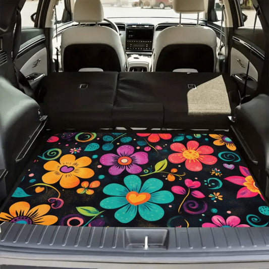 Car Trunk Mat Anti-Slip Rubber – Colorful Petal Pattern Cargo Liner, Non-Slip Boot Mat for Most Cars, Durable Trunk Organizer Pad & Interior