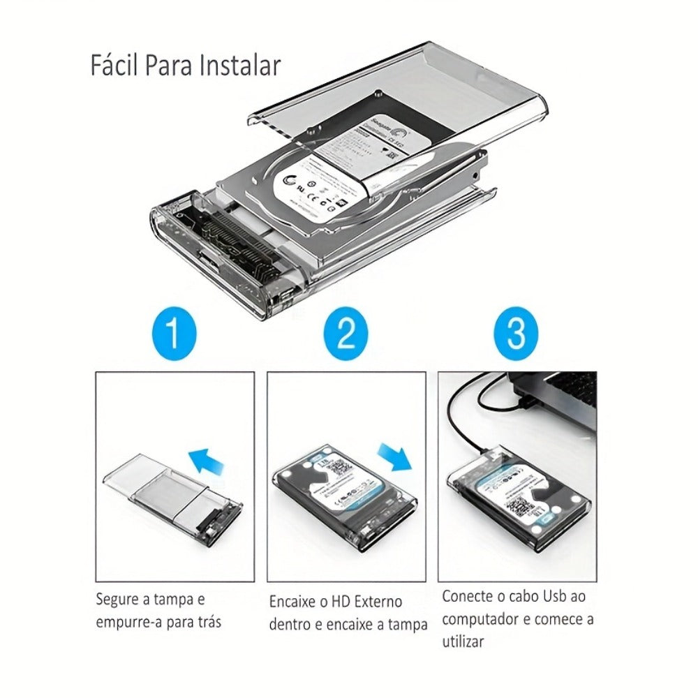 2.5 Inch External Hard Drive Enclosure USB 2.0 to SATA III Converter - Supports Up to 6TB HDD SSD