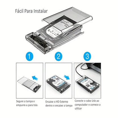 2.5 Inch External Hard Drive Enclosure USB 2.0 to SATA III Converter - Supports Up to 6TB HDD SSD