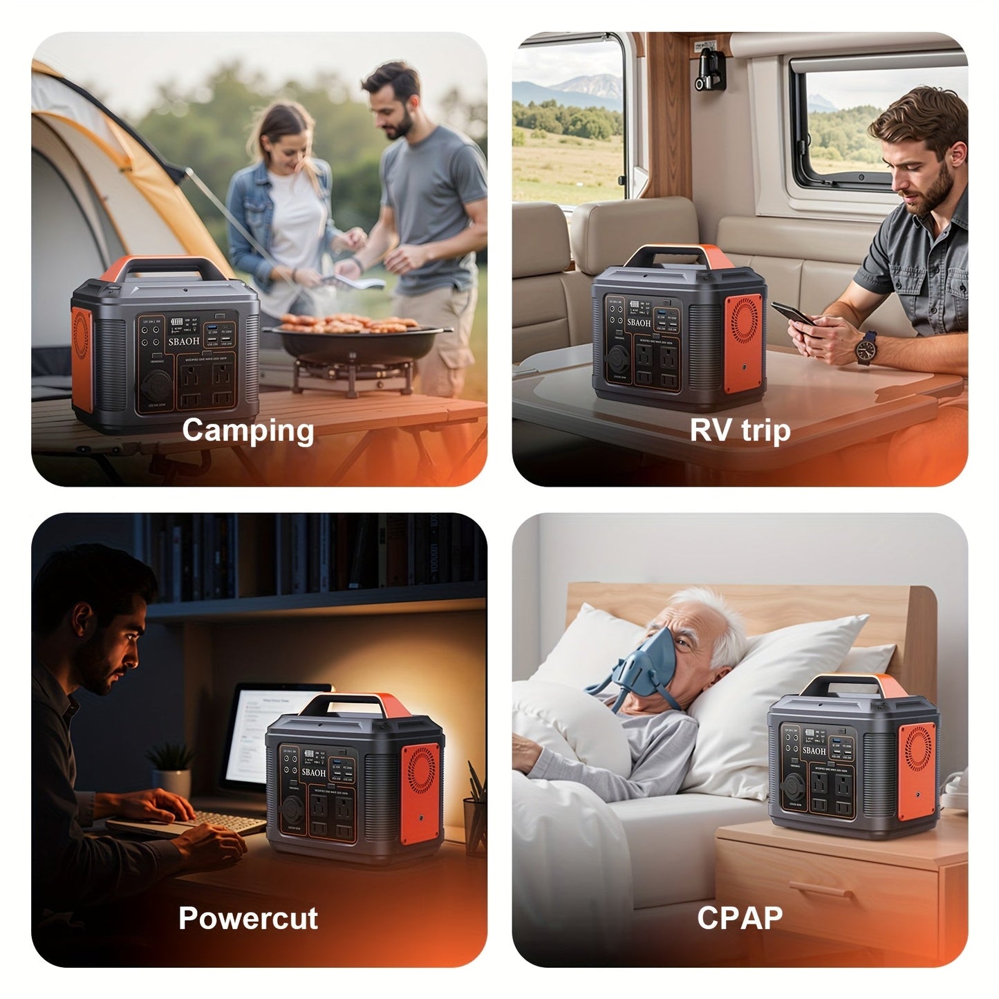 Portable Power Station 300W 296Wh – 13 Outputs, AC/USB-C PD100W/QC3.0/DC, LED Flashlight, for Camping, Road Trips