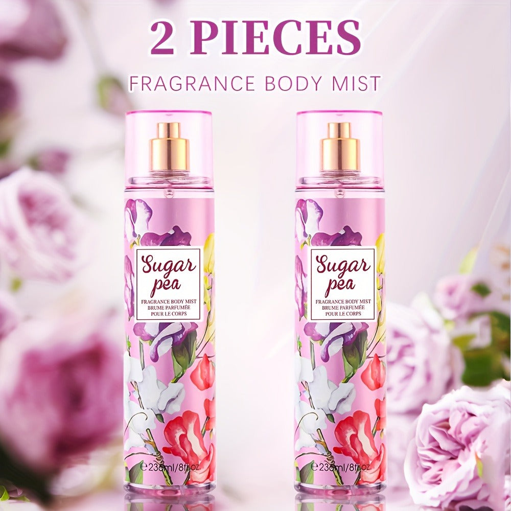 Body & Hair Fragrance Mist for Women 2PCS Set - Perfume Spray 8 fl oz, Fruity Floral Scents Peach Pear Cherry Blossom