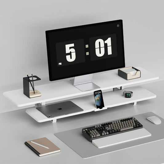 Dual Monitor Stand Riser with Storage E-Sports Style, Adjustable Height Desk Organizer with Cable Management