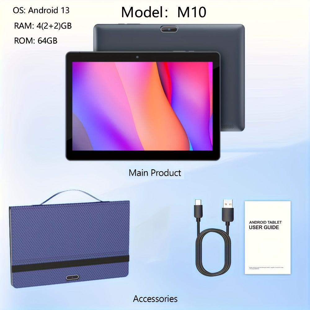 Android Tablet 10-Inch 2-in-1 with 1280x800 IPS Display, 64GB Internal Storage and Keyboard Bundle Options