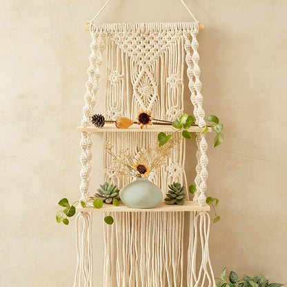 Macrame Wall Hanging with Tassel, Boho Woven Wall Decor for Living Room Bedroom Balcony for Entryways, Bedrooms and Living Spaces