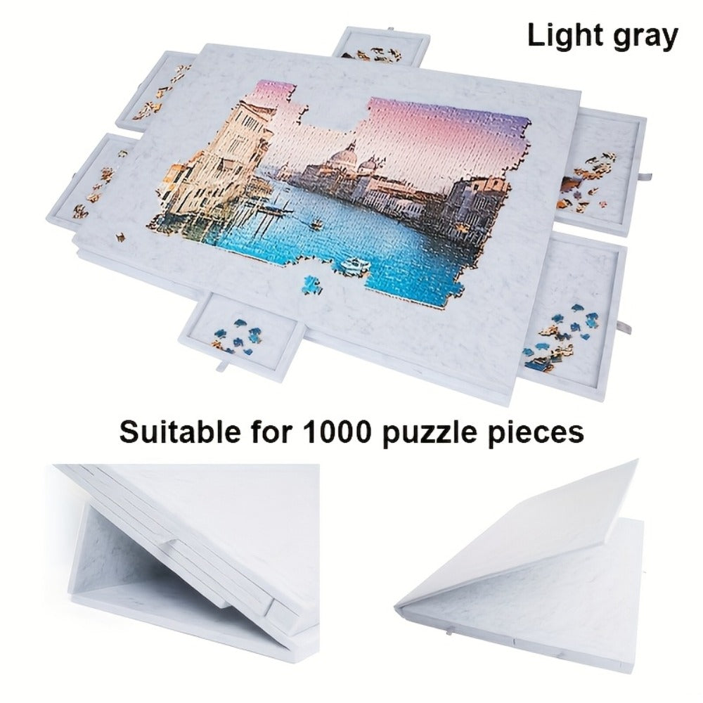 Large Puzzle Board for 1000 Piece Puzzles with 6-Drawer Sorting System, Foldable Jigsaw Table with Built-In Stand