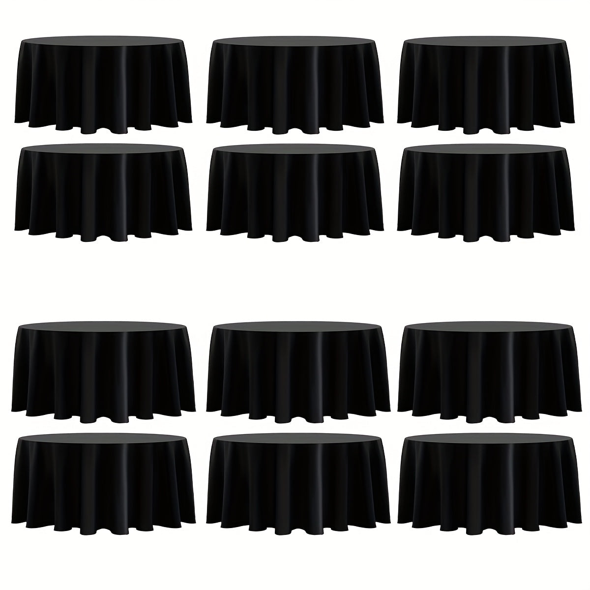 120 Inch Round Tablecloth Bulk Pack – Wrinkle-Free Table Cover for Wedding, Party, Christmas & Halloween, Black or White (6/12/18 Pack)