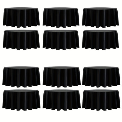 120 Inch Round Tablecloth Bulk Pack – Wrinkle-Free Table Cover for Wedding, Party, Christmas & Halloween, Black or White (6/12/18 Pack)