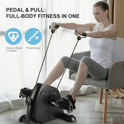 Portable Elliptical Trainer Mini Exercise Bike Under Desk Pedal Exerciser LCD Display for Entryways, Bedrooms and Living Spaces