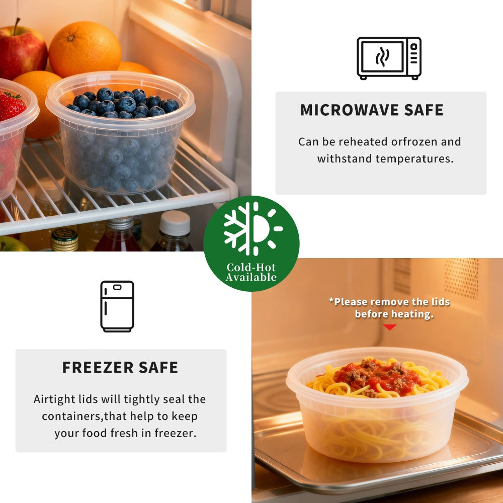 Food Storage Containers 24-Pack 8 oz Deli Boxes with 24 Fitted Lids for Portion and Refrigerator Storage
