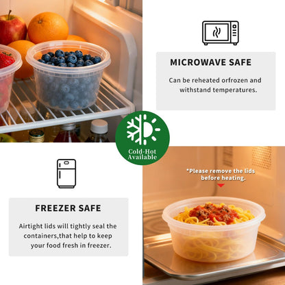 Food Storage Containers 24-Pack 8 oz Deli Boxes with 24 Fitted Lids for Portion and Refrigerator Storage