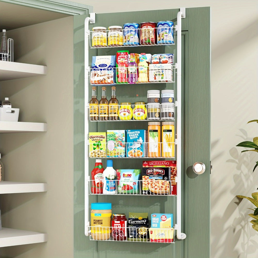 Over The Door Organizer – Multi-Layer Pantry Storage Rack for Kitchen Bathroom Laundry Room, Space Saving Door Hanging Shelf