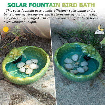 Ceramic Solar Fountain with Battery Backup for Garden, Pathway and Patio Lighting, with the Listed Configuration