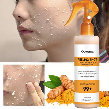 Kojic Acid Turmeric Spray 100ML Exfoliating Body Spray for Even Skin Tone Corrector for Face for Entryways, Bedrooms and Living Spaces