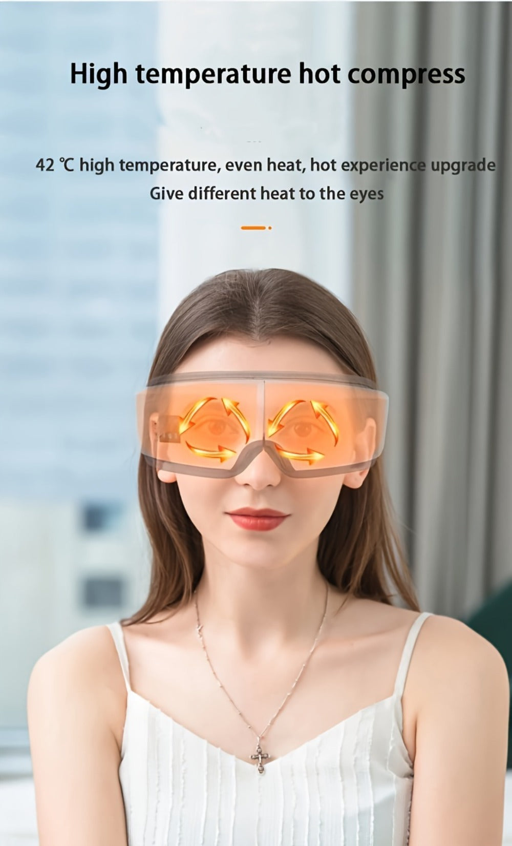 Eye Massager 4D Kneading Vibration Hot Compress Bluetooth Music Massage, Rechargeable Portable Eye Relax Device for Stress