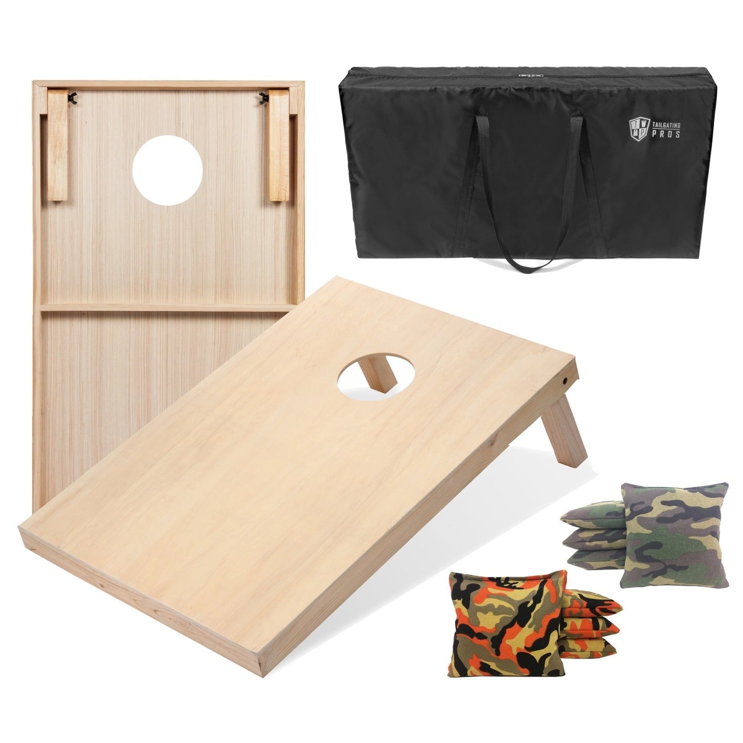 Regulation Cornhole Board Set 4x2 Solid Wood ACA Standard with 8 Bean Bags Carrying Case Tote Outdoor Yard Tailgate Party Game 13 Color