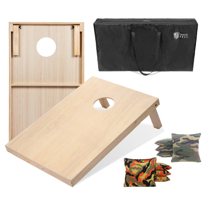 Regulation Cornhole Board Set 4x2 Solid Wood ACA Standard with 8 Bean Bags Carrying Case Tote Outdoor Yard Tailgate Party Game 13 Color