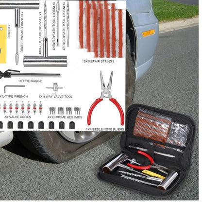 Tire Repair Tool Kit 47 / 58 / 104 / 116-Piece for Cars Motorcycles Trucks Tractors Trailers, Heavy-Duty Tubeless Tire Plug Patch Kit