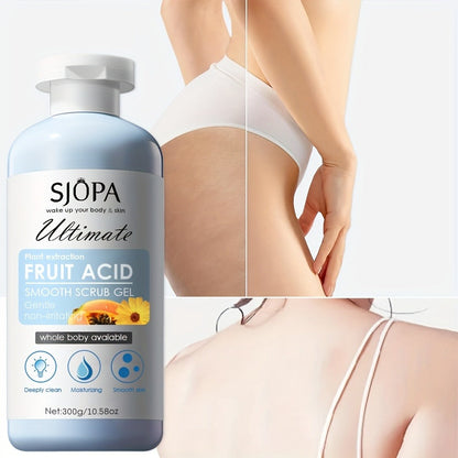 Body Scrub Exfoliating Gel Set 300g with Bath Cloth – Aloe Vera Papaya Chamomile Deep Cleansing Moisturizing Whole Body Scrub for Women Men