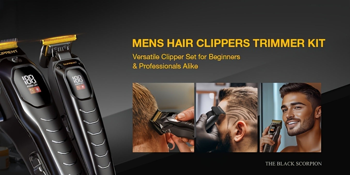 Hair Clippers & Beard Trimmer Set for Men - SUPRENT Professional Cordless Grooming Kit with T-Blade Trimmer