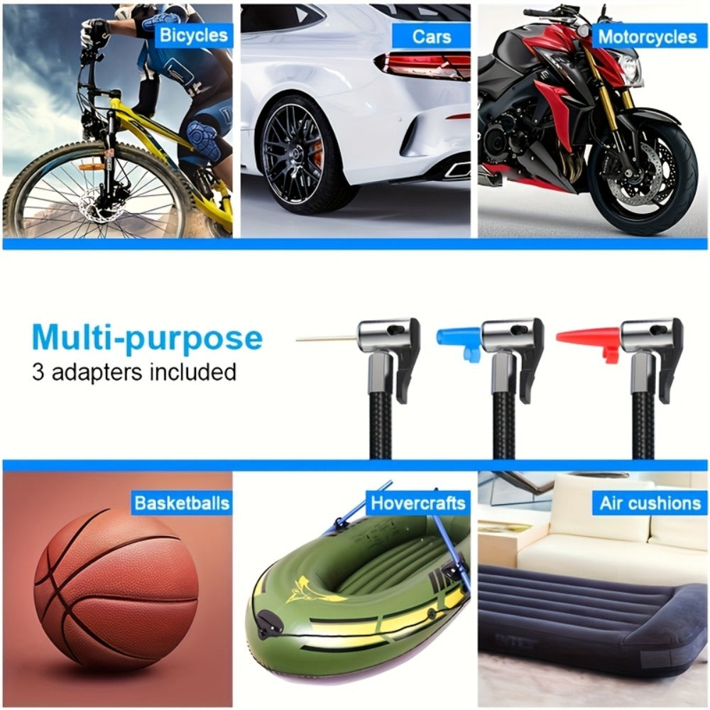 Portable Tire Inflator Air Compressor 150 PSI Cordless with Auto-Shutoff Digital Pressure Gauge LED Light Wireless USB Charging for Car