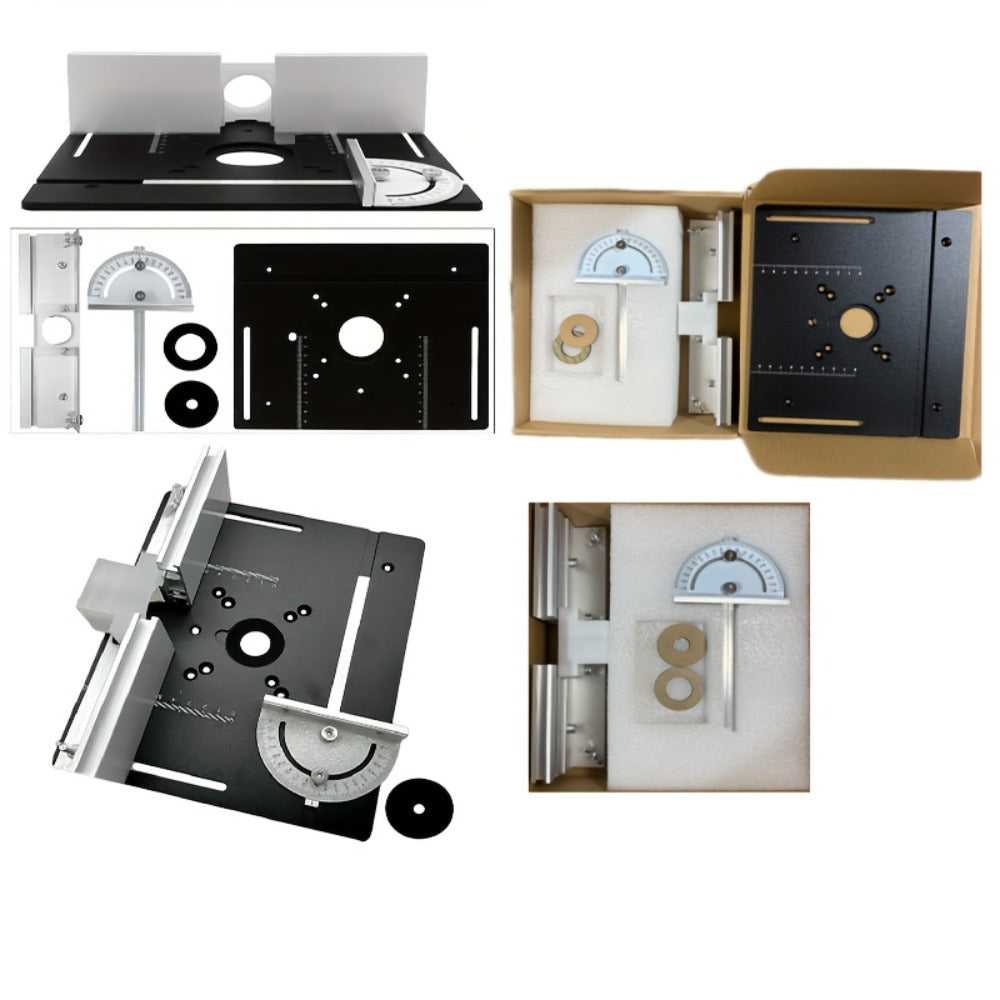 Aluminum Router Table Insert Plate with Fence & Miter Gauge - Precision Woodworking Tool, Dual Function Design