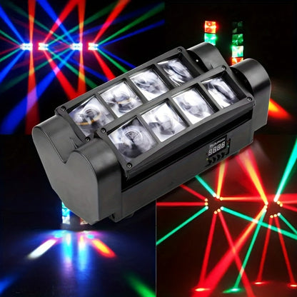 LED Spider Moving Head Stage Light 8x3W DJ Disco Party Light Sound Activated DMX-512 Control for Entryways, Bedrooms and Living Spaces
