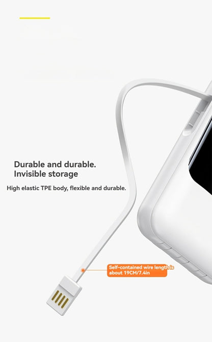 Power Bank 21000mAh Mini with 5W or 22.5W Power Options, Built-In Cable Set and LED Display