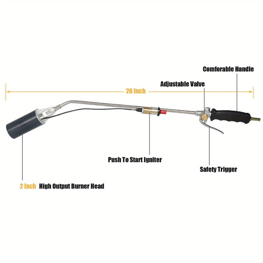 Long-Reach Propane Torch Kits with Hose, Adjustable Flame Valve and Red or Black Configurations