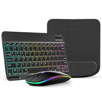 Wireless RGB Backlit Gaming Keyboard and Mouse Combo with Mouse Pad, 10-Inch Portable Keyboard Mouse Set for PC iOS Android Tablets