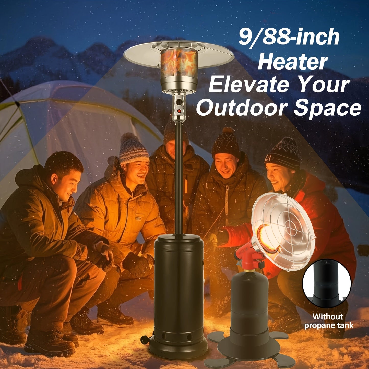 Patio Heater, Propane Outdoor Standing Stainless Steel Garden Party for Garden, Patio and Yard Use