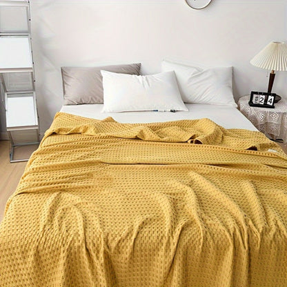 Cotton Waffle Blanket, Pure Cotton Multilayer Summer Cooling Quilt, Jacquard Knit, Air Conditioning Blanket