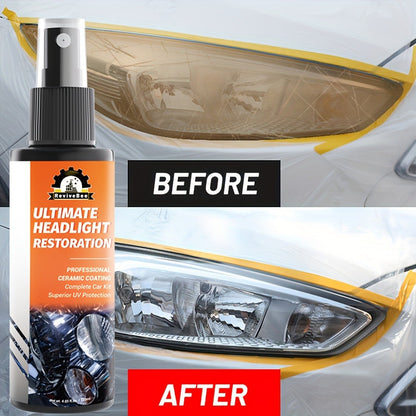 Car Headlight Polish Spray Bottle with Sponge Applicator for Manual Lens Surface Cleaning and Buffing