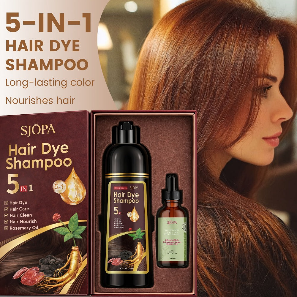 Hair Color Shampoo, SJOPA 5-in-1 16.9oz Bottle-and-Dropper Presentation with 12 Color Options