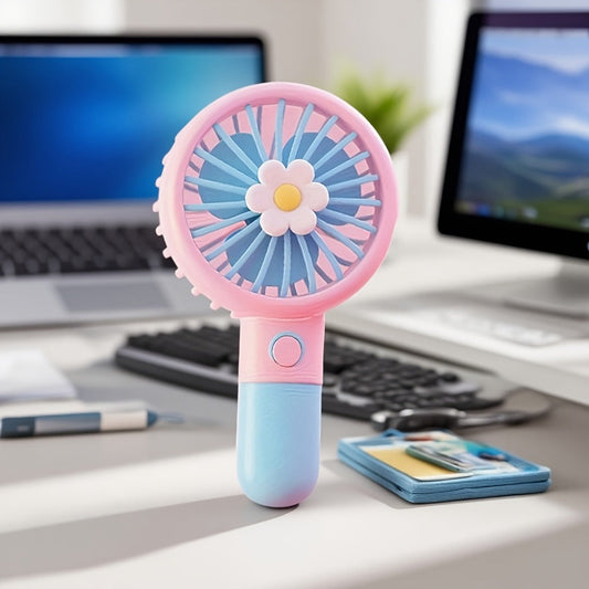 12-Piece Mini Handheld Fan Set with Flower-Center Grilles, Single Buttons and USB-C Charging