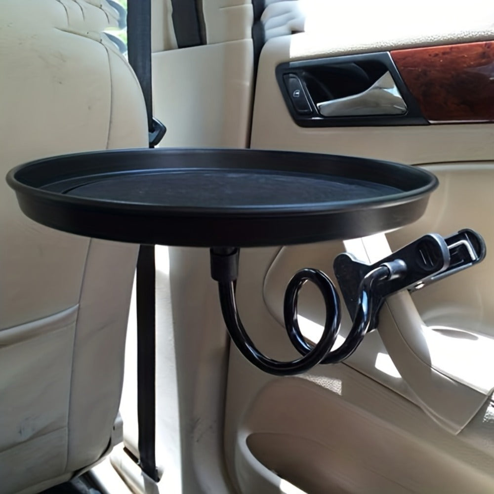 Car Seat Back Tray Table 360° Rotating – Foldable Food Drink Snack Organizer Tray for Car Interior, Non-Slip ABS Travel Tray for Road Trips