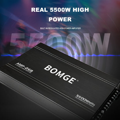 BOMGE 4-Channel Car Amplifier 2500W Max Power for Subwoofers & Speakers Full Range Class AB Vehicle Audio Amp AMP-228 AMP-268-A AMP-268-C