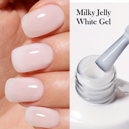 Gel Nail Polish in 10ml Translucent Jelly with 6 Milky, Snow-Glitter and Nude Shade Options
