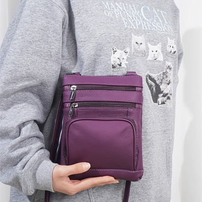 Genuine Leather Shoulder Bag for Women Men Soft First-Layer Cowhide Crossbody Bag Multi-Pocket Messenger Bag 3 Sizes Fits Smartphone Tablet