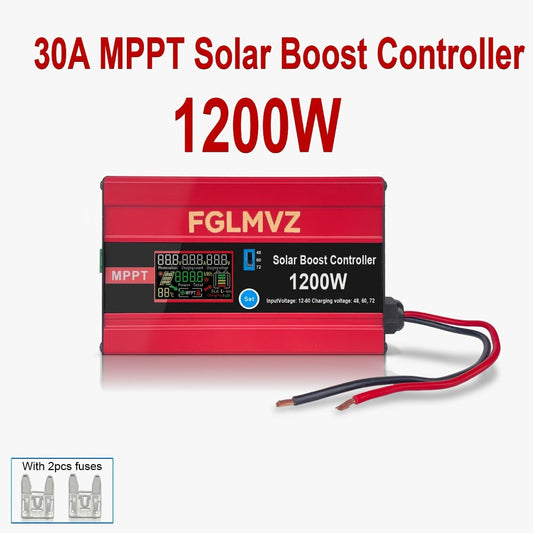 30A MPPT Solar Boost Charge Controller 1200W – DC-DC Step-Up Solar Panel Regulator for Lead-Acid, Gel & Lithium Batteries