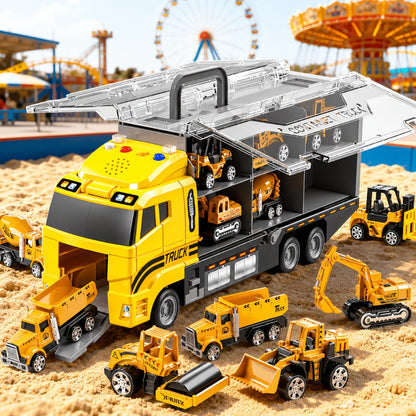 13-in-1 Construction Truck Vehicle Toy Set with Die-Cast Metal Cars & Play Mat with the Listed Color, Size or Set Options for Everyday Use