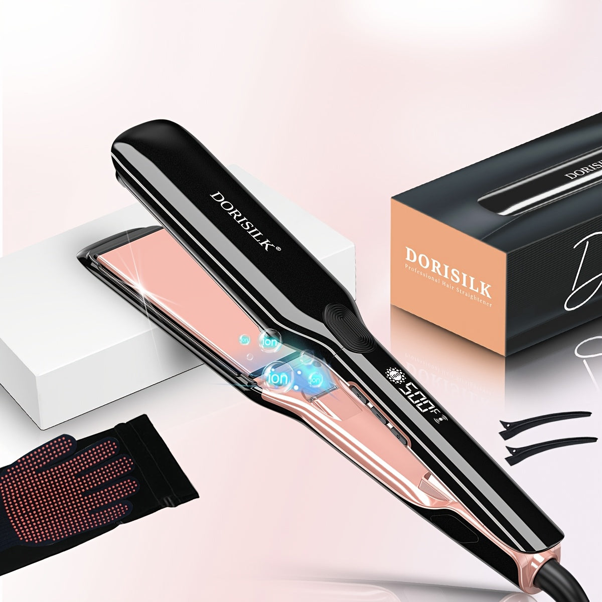 Plasma Ionic Hair Straightener with 500°F LCD Controls, 60-Minute Auto-Off and 1inch or Black Options